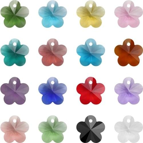 20Pcs Glass Petal Beads Blue Plum Shape 14MM Austain Crystal Flower Pendants DIY Making Charms Jewelry Necklace Earing Supplier