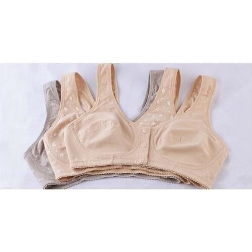 Comfortable soft cotton Bra women front botton vest bras push up underwear wireless bras bralette big plus size 34-44 B C D C3