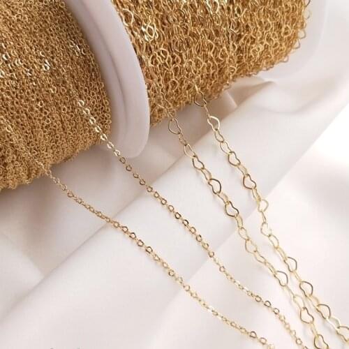 5M/Pack Plated True Gold Necklace Bracelet Heart Shape Chains DIY Jewelry Making Accessories Jewellery Findings