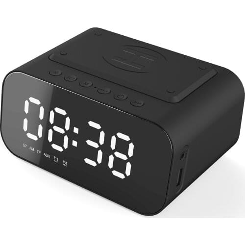 BT Speaker LED Digital Clock Multifunctional Sound Box Wireless Charger Desk Clock FM Radio Wireless Charging Device Alarm Clock
