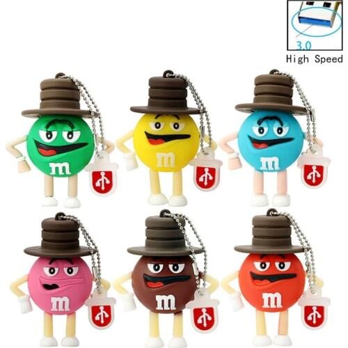 Usb 3.0 Pen drive 16GB 8GB Pendrive 32GB 64GB 128GB U Disk Cute M&M Rainbow Beans Flash Memory Lovely Usb Flash Drive флешка