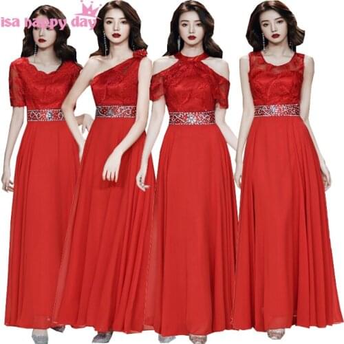 Formal red vestidos de chiffon bridesmaid plus size brides maid bridemaids dresses bridesmaids long dress 2020 under $100 W4336