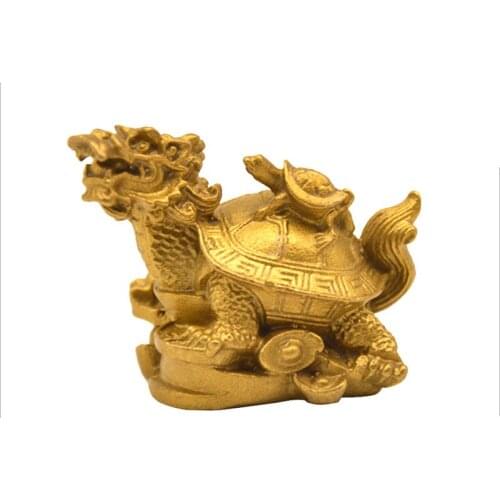 Chinese fengshui Brass Dragon Turtle Tortoise Wealth Money Lucky Statue Copper Crafts Home Decorations Gift Metal Handicraft