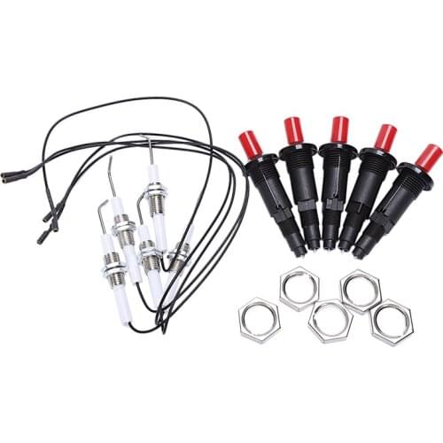 Gas Grill Push Button Kitchen Lighter Piezo Ignition Kit Universal Threaded Plug 5Pcs