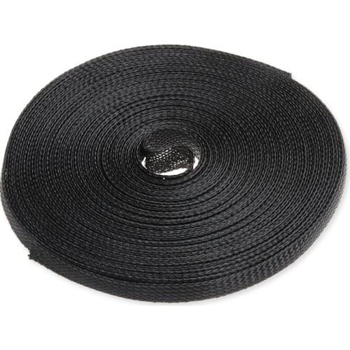 10M 8mm Black High Density Insulation Tight Nylon Braided Cable Sleeve Wire Gland Protection