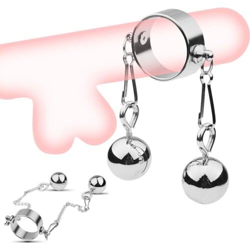 Drop Ball Penis Ring Metal Stainless Steel Cock Ring Weight Hanger for Penis Enlargement Erection Penis Extender Male Chastity