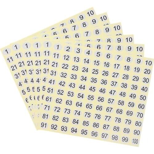 15 Sheets Round Sticker Self-adhesive Label Paper Number Stickers Labels DIY Decoration Sticker Digital Label 1-100