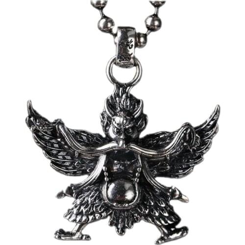 S925 sterling silver Dapeng gold-winged bird shape, vajra pestle puba pestle ornaments Tibetan Tantric Buddhism Garuda pendant