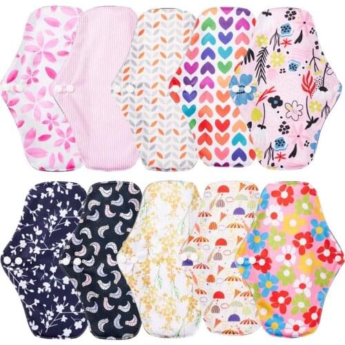 10PCS Medium Size Menstrual Cotton Pad Reusable Pad Bamboo Charcoal Sanitary Pad Mom Washable Pad Women Care