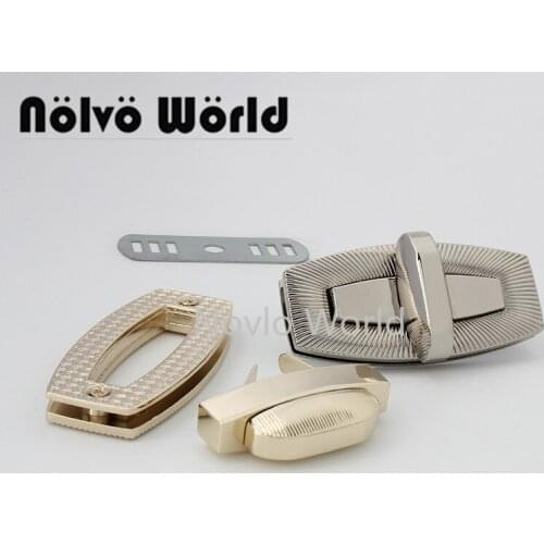 Nolvo World 2-10 pieces 57*27mm Light gold Silver turn lock twist lock wallet hardware purse accessories