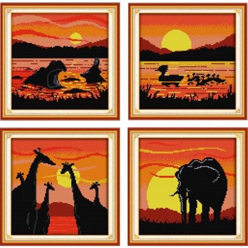 Joy sunday animal DIY Painting Counted Cross Stitch DMC 14CT Printed Canvas Cross Stitch kits for Embroidery set DIY Needlework