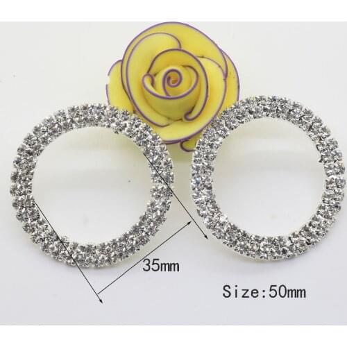 New 10pcs 50mm Circle Rhinestone Buckle Diamante Crystal Slider DIY Craft Supplies Wedding Invitation Card Decoration