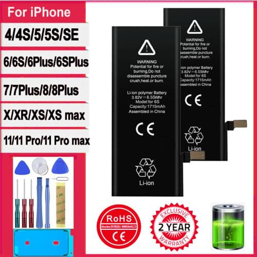 New 0 cycle seal oem capacity mobile phone battery pack for iphone 5S 5C SE 6 6S 7 8 Plus X XR XS Max battery