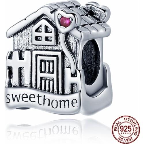 CodeMonkey 100% Real 925 Sterling Silver Sweet Home Charms Fit original 3mm Beads Bracelets DIY Jewelry Making C416