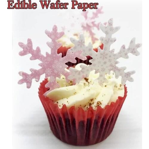 Wholesale Edible Colorful Frozen Snowflake Pre Cut Wafer Cupcake Toppers,Cake Idea Decoration For Christmas Party