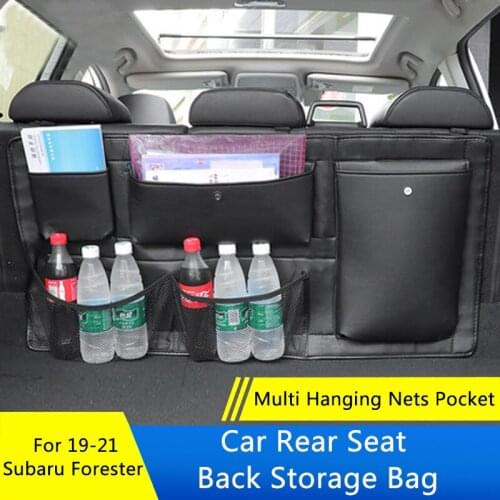 TAJIAN Car Rear Seat Back Storage Bag Multi Hanging Nets Pocket Trunk Bag Organizer Tidying Accessories For Subaru Forester19-21