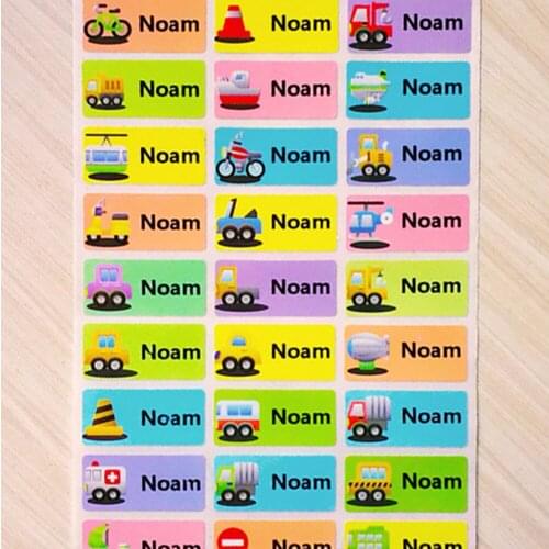 3size Custom Name sticker boy cartoon car pattern custom personal sticker transport waterproof label school stationery label