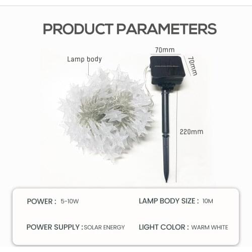 LED Sphere Solar String Light 10M Warm Light Outdoor Waterproof Star Lights Inserted Lawn Lights Holiday Decoration Lighting