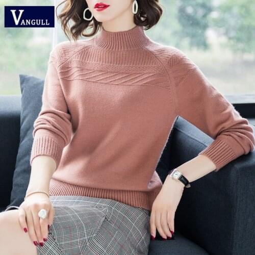 Vangull Spring Women Solid Knitted Sweater Pullovers 2020 New Fashion Autumn Casual Warm Female Pullover Sweater Lady Elegant