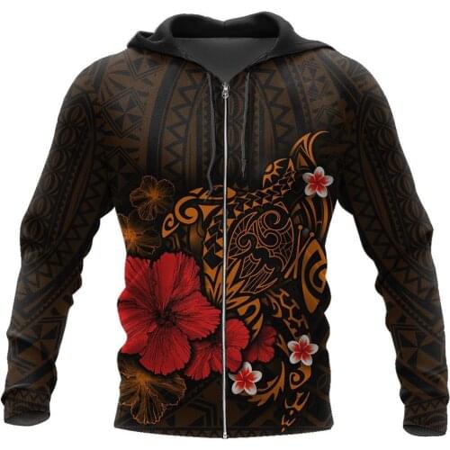 3D Hoodie Amazing Polynesian Tattoo Purple Turtle Flowers For Men/Women Sweatshirt Spring Casual Pullover Zipper Streetwear