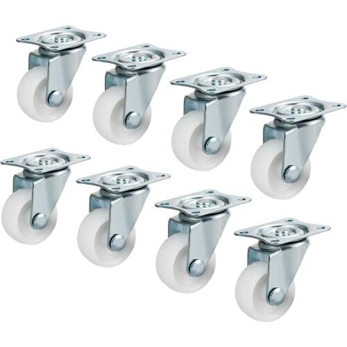Uxcell 2 Inch Fixed Caster Wheels PP Top Plate Mounted Caster Wheel 1.2inch Swivel 8pcs