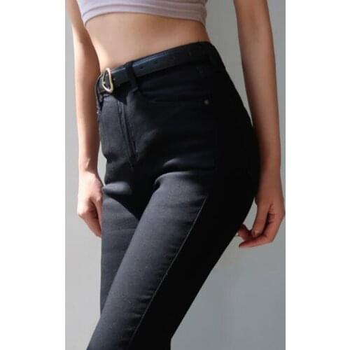 Mom High Waist Vintage Slim Classic Pencil Pants Stretch Skinny Denim Trousers Black Boyfriend Korean Jeans Femme