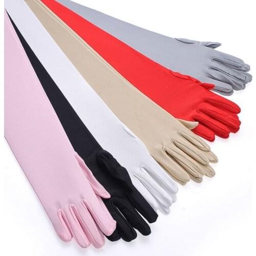 Women Gloves Evening Party Long Gloves Bridal Wedding Satin Arm Hand Sleeve Gloves 6 Color