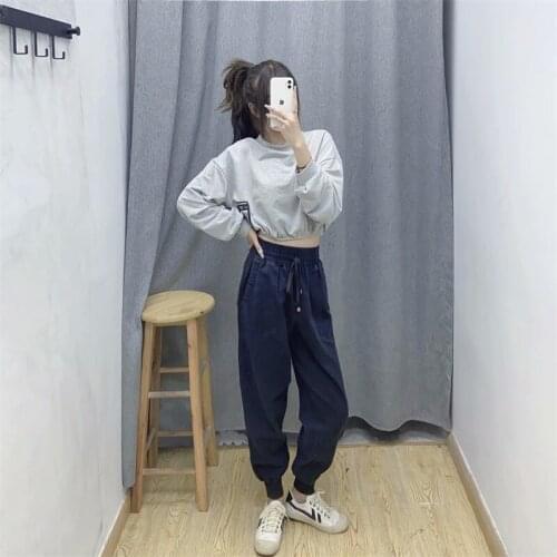 MESTTRAF Women 2021 Fashion Solid Color Pockets Trousers Vintage Elastic waist High Waist With Drawstring Ankle Pants Streetwear