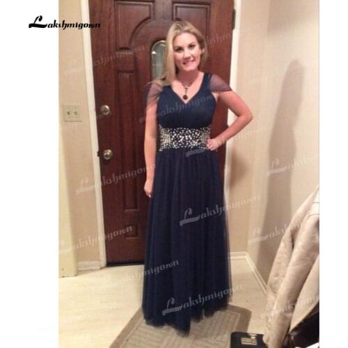 A-Line V-neck Beading Floor-Length Tulle Pleats Short Sleeve Mother Of The Bride Dresses de soirée de mariage 2021 Lakshmigown