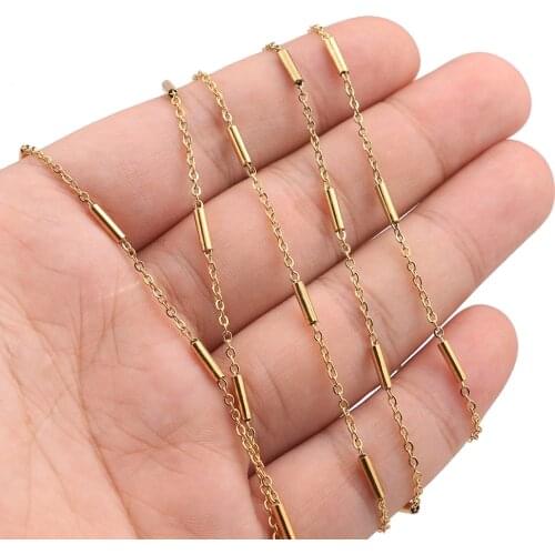 2 Meter Lot Stainless Steel Gold Round Tube Chain for DIY Cable Chain Necklaces Bracelets Jewelry Making Accessories Body Chains