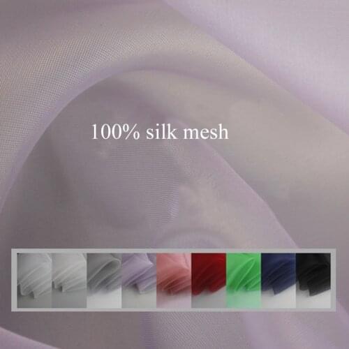 100cm*140cm White Black Silk Gauze Stiff Wedding Dress Material Pure Silk Mesh