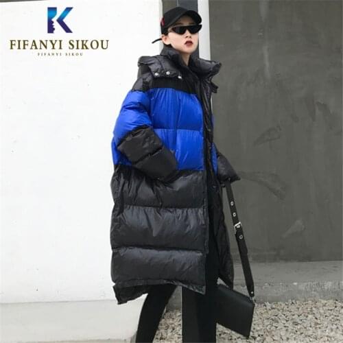 2019 Winter Jacket Women Parka Fashion Long Hooded Coat Thick Warm Overcoat Female Loose Plus size Winter Coat Parkas Streetwear