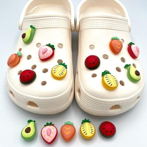 3D Cute Avocado Fruit Pattern JIBZ Resin Shoe Charms Decoration For Women Croc Clog Shoe Ornaments DIY Garden Shoe Accessories