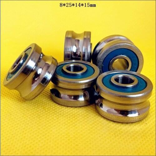 4pcs SG25-8 8x25x14x15mm U Groove Bearing Steel Pulley Ball Bearings Track Guide Roller Bearing Be Used For 8mm Optical Axis
