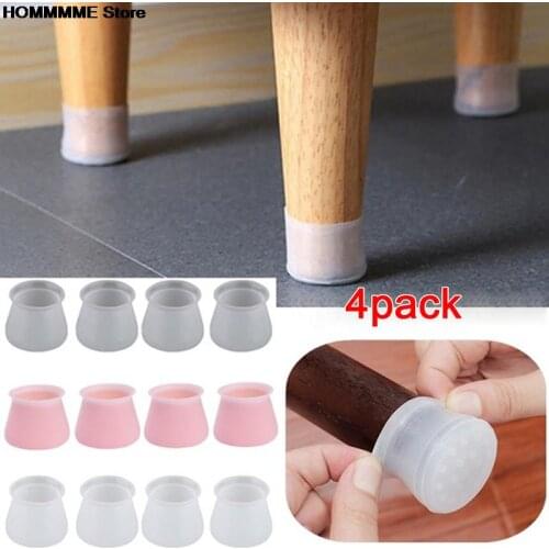 4Pcs Silicone Chair Leg Caps Non-slip Furniture Table Floor Feet Cover Protector Pads Rubber furniture hole plugs Home decor