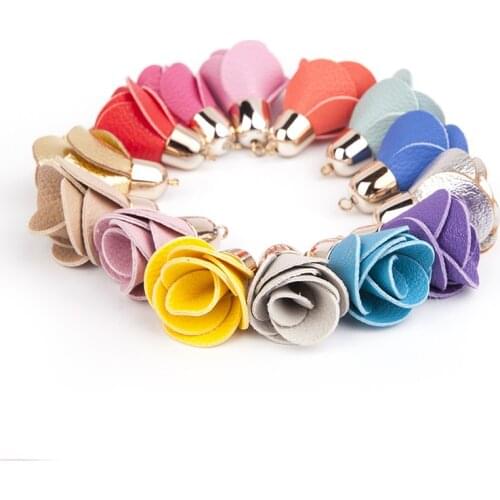 5PC Faux Leather Flowers Mini Tassel Fringe DIY Jewelry Curtain Garments Decorative Accessories Car Keys Pendant Craft Tassels