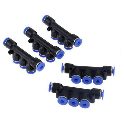 5 Pcs/Lot 4mm-12mm Pneumatic Multiple Tee Connector Quick Fitting Pneumatic Connector Push In For Air/Water/Vacuum Tube