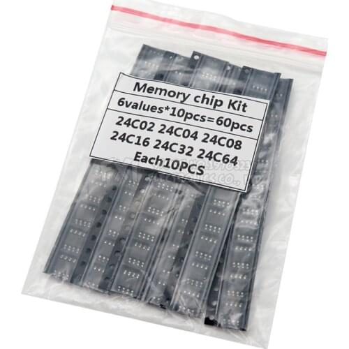 60PCS = 6 kinds * 10 PCS 24C02 24C04 24C08 24C16 24C32 24C64 sop kit Each 10PCS (12-21) igmopnrq