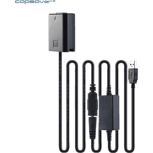 Capsaver Dummy Battery NP-FW50-1 to USB Power Supply Cable Suitable for Sony A7 RX10 A6100 A6000 A6500 Webcam Accessories