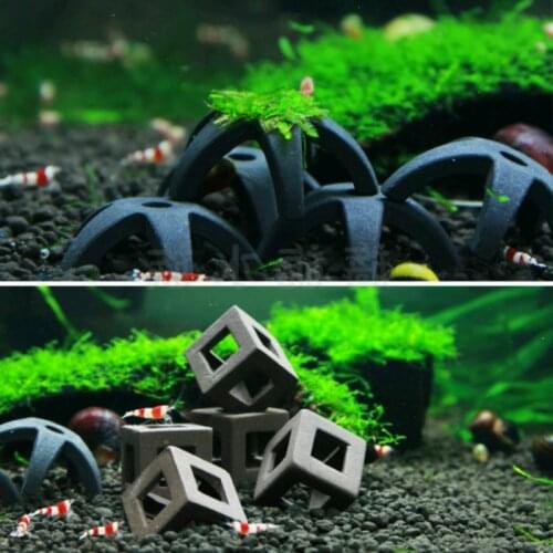 Aquarium Starfish Square House Decoration Plant Moss Pot Carrier Fish Tank Mini Cave Shelter Ornament For Small Shrimp Fish