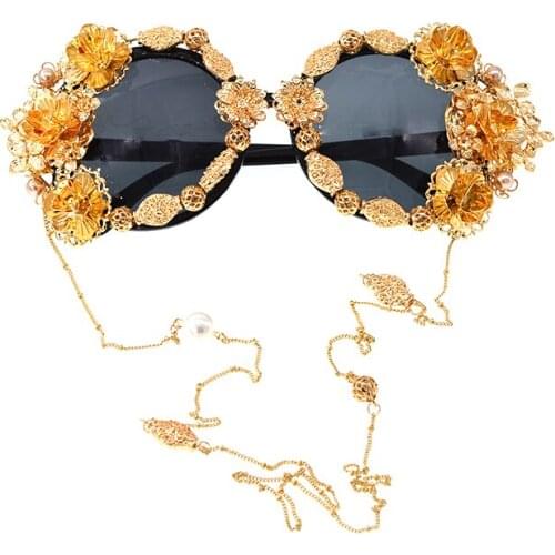 Baroque Retro Sunglass Women Butterfly Luxury Sun Glasses for Woman Round Steampunk Celebrity Hip Hop Summer Ladies Gift