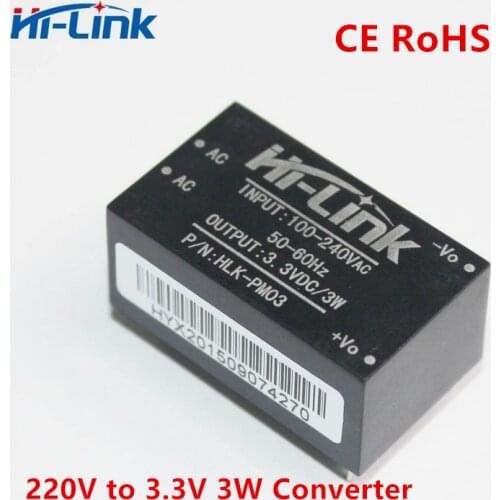 Free shipping 2 pcs/lot Hi-Link HLK-PM03 220v 3.3V 3W AC DC mini size isolated step down power supply module