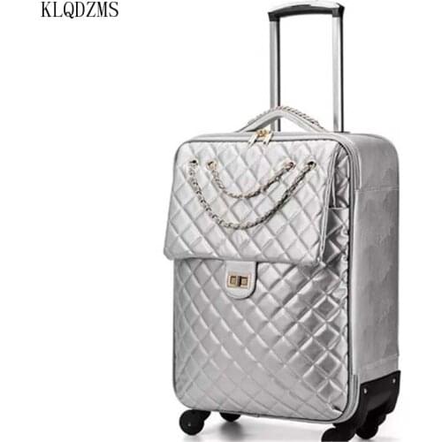 KLQDZMS New20’’24Inch Cute Cabin Rolling Luggage PU Travel Suitcase On Wheels Personalized Wheeled Bag Hot Sell