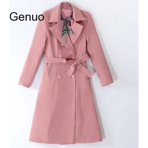 Spring Autumn Trench Coat Slim OL Ladies Trench Coat Women Dress Women Windbreakers Plus Size Two Pieces Women Sets Trench Coats