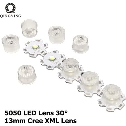 13mm 1W 3W 5W 10W CREE LED Lens 30 Degree Optical PMMA Lenses Holder SMD 5050 XML XML2 XML-L2 Plano Reflector Collimator