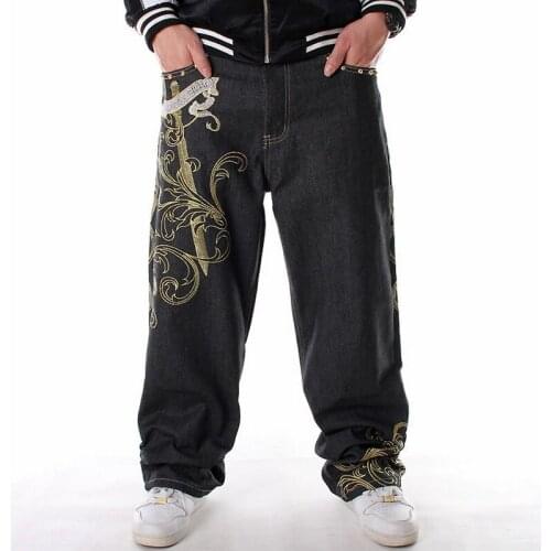 Denim Trousers Cotton Pattern Harem Pants Mens Jeans Top Limited 2021 Loose Hip Hop Jeans Men Printed Tide Mens Dress Casual