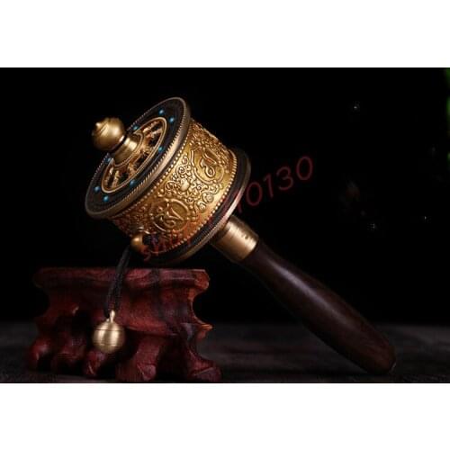 Pure copper, hand-shaking six-character veritable warp wheel, exquisite handicraft ornaments collection