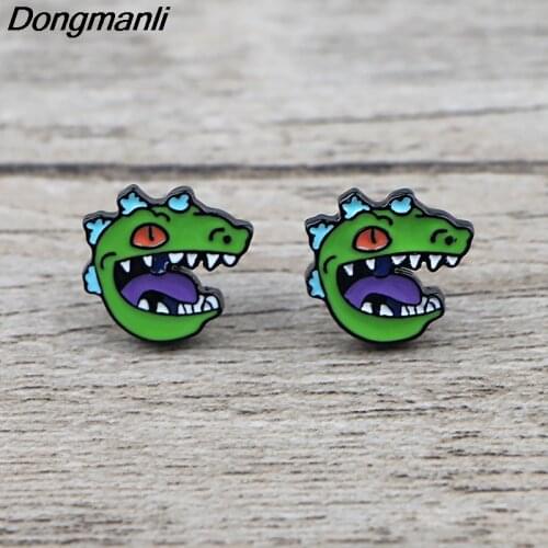 K876 1Pair 2019 New Fashion Enamel Girl Kids Gift Jewelry Cute Dinosaur Ear Stud Earrings For Women Party Jewelry