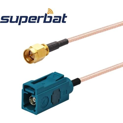 Superbat Universal Fakra Jack "Z" Neutral Coding to SMA Plug Pigtail Cable RG316 15cm for Wireless