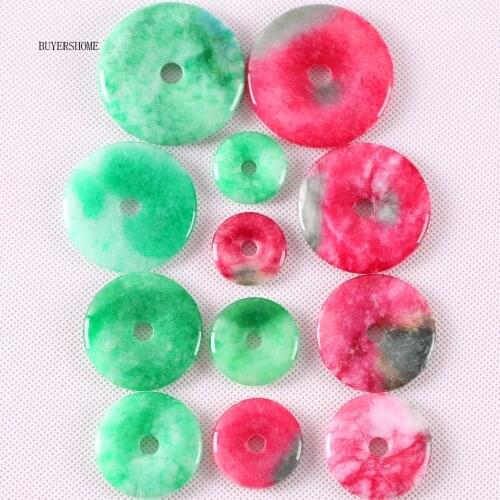 25MM-50MM CAB Cabochon Beads Natural Stone Real Green Red Jades For Jewelry Making Women Men Ring Gem Donut Bead 1Pcs